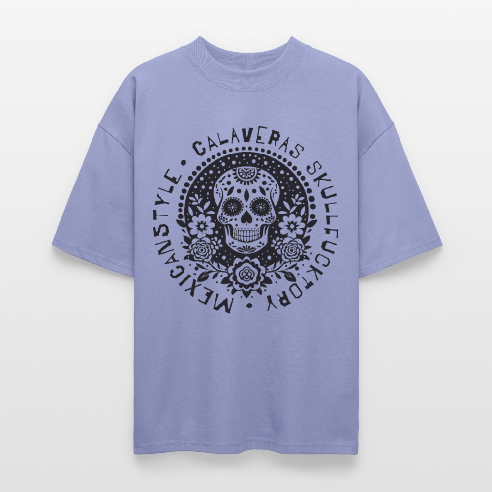Sugar Skull Black Design - Oversized Unisex Bio T-Shirt - Violett