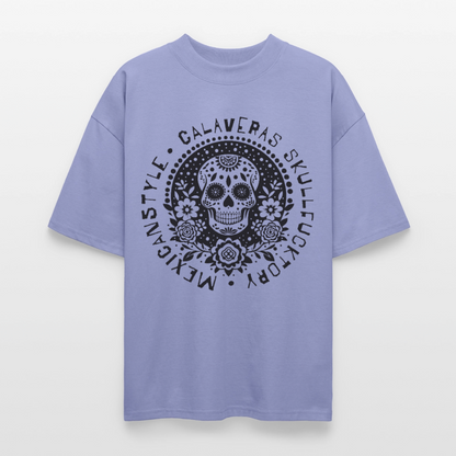 Sugar Skull Black Design - Oversized Unisex Bio T-Shirt - Violett