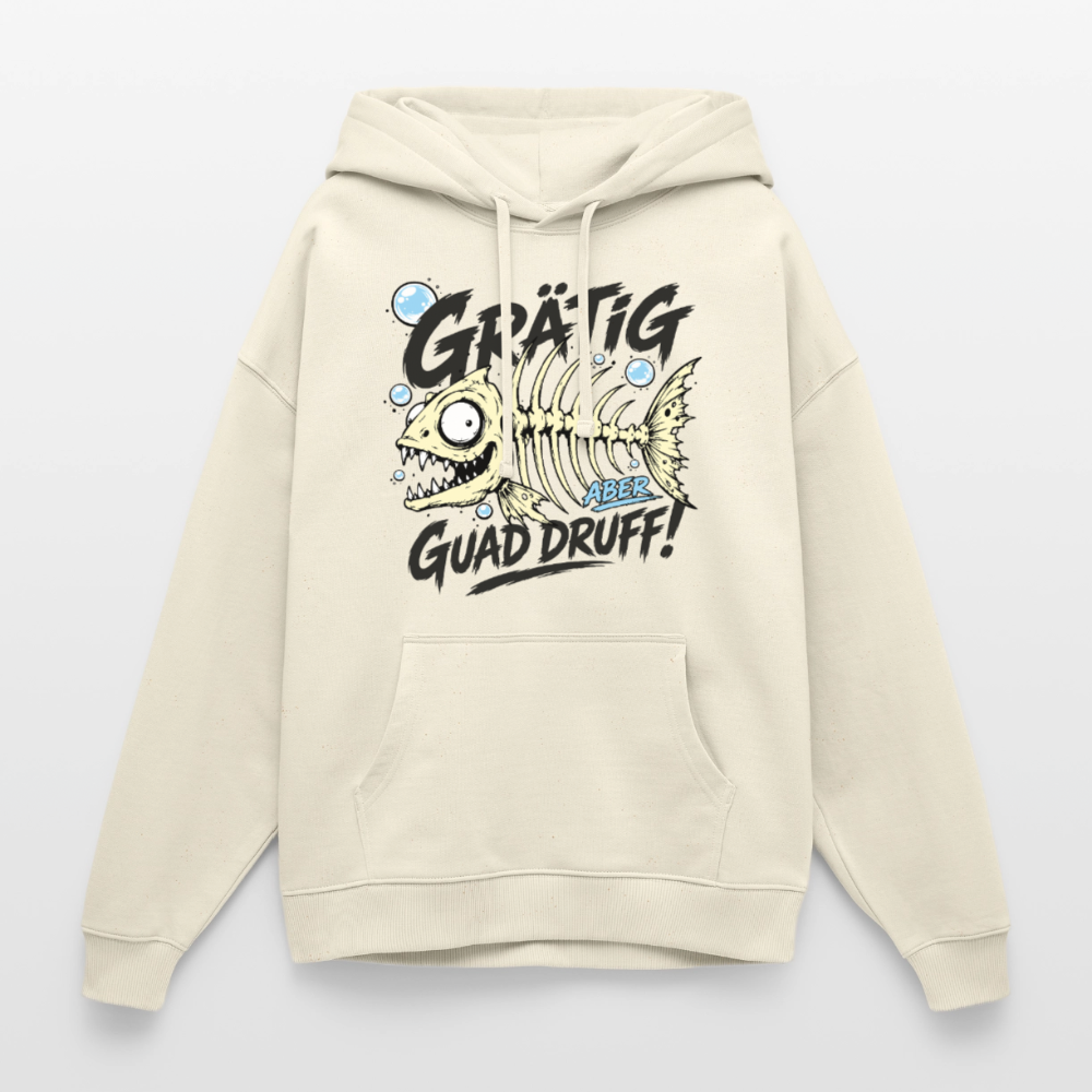Fischskelett Grätig Design – Oversized Unisex Hoodie - Natur