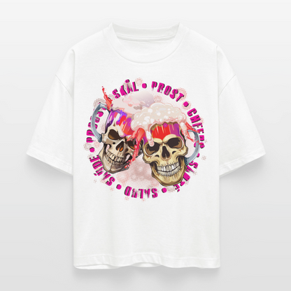 Party Skull Design Pink – Frauen Boxy Bio-T-Shirt - Weiß