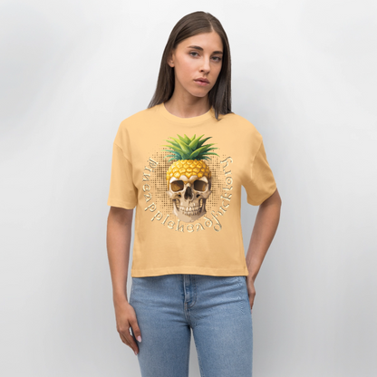 Pineapple Skull Design - Frauen Boxy Bio-T-Shirt - Mispel