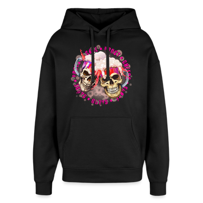 Party Skull Design Pink – Oversized Unisex Hoodie - Schwarz