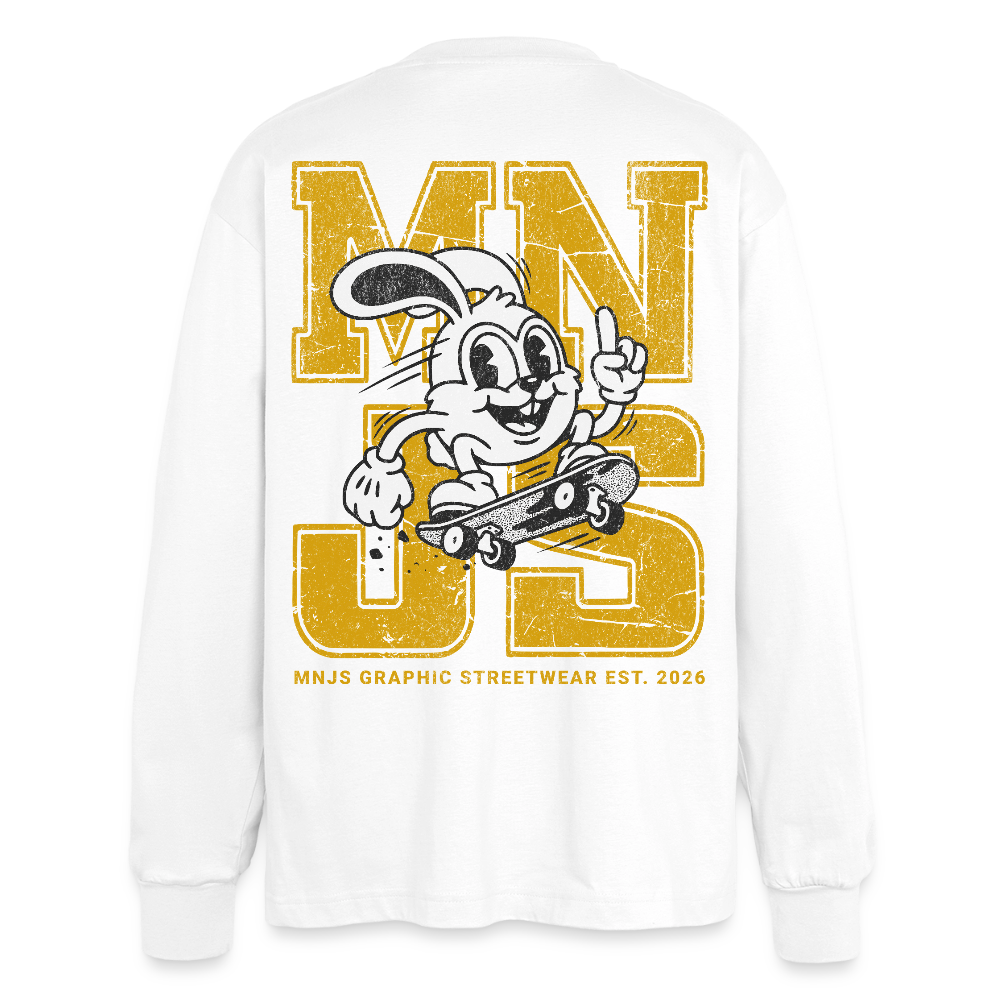 Skate Bunny Design – Oversized Langarmshirt - Weiß
