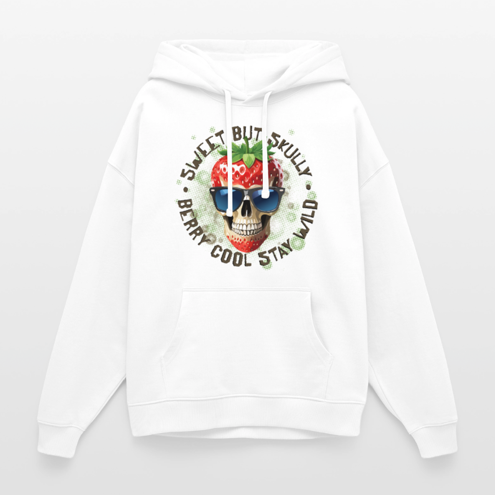 Strawberry Skull Design – Oversized Unisex Hoodie - Weiß