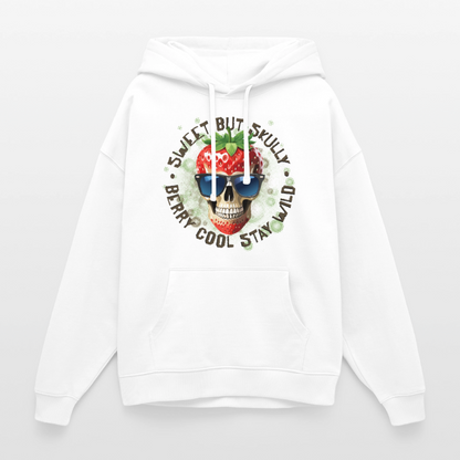 Strawberry Skull Design – Oversized Unisex Hoodie - Weiß