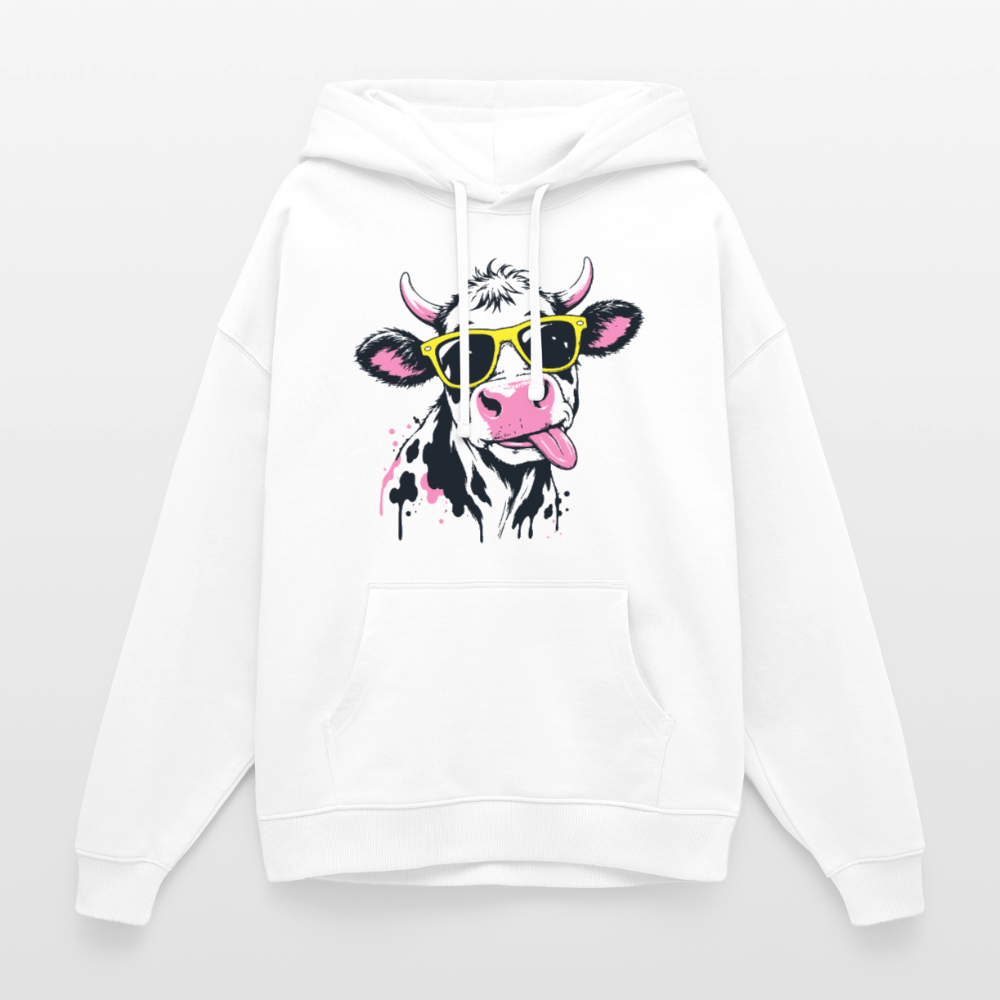 Street Cow Design – Oversized Unisex Hoodie - Weiß