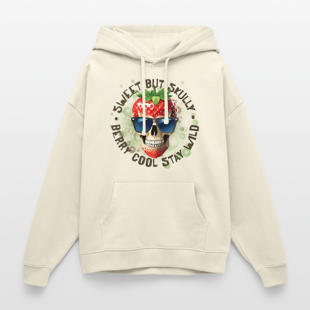 Strawberry Skull Design – Oversized Unisex Hoodie - Natur