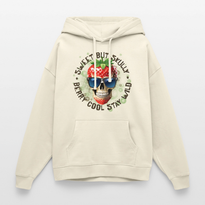 Strawberry Skull Design – Oversized Unisex Hoodie - Natur