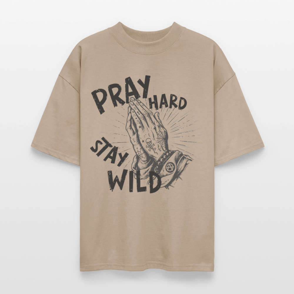 Pray Hard Design – Unisex Bio T-Shirt - Steingrau