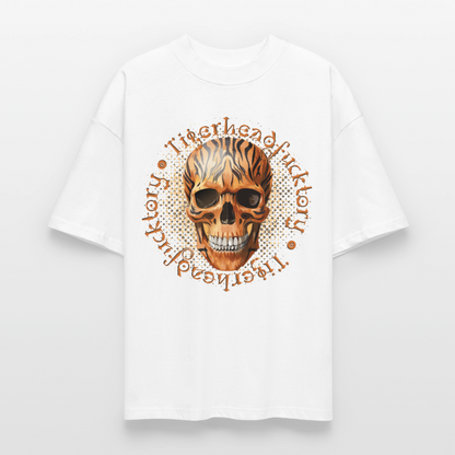 Tiger Skull Design – Oversized Unisex Bio T-Shirt - Weiß