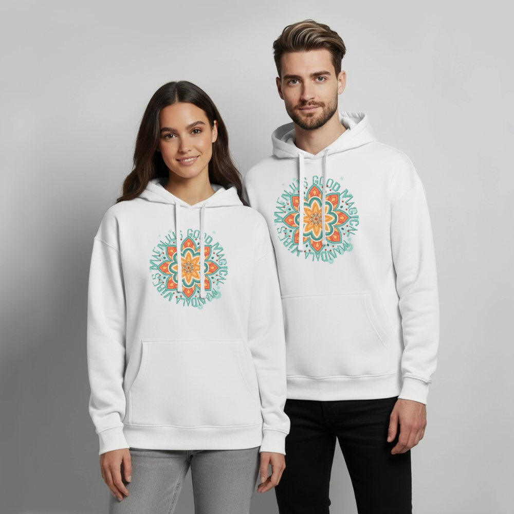 Mandala Türkis Design – Oversized Unisex Hoodie - Weiß