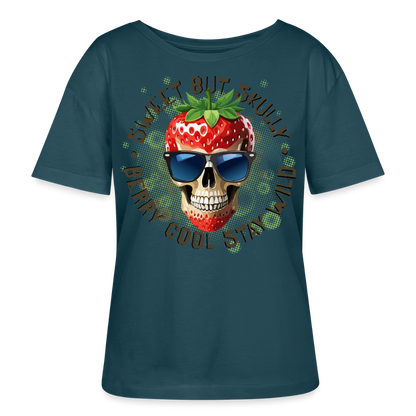 Strawberry Skull Design – Rundhals Frauen Bio-T-Shirt - Dunkles Petrol