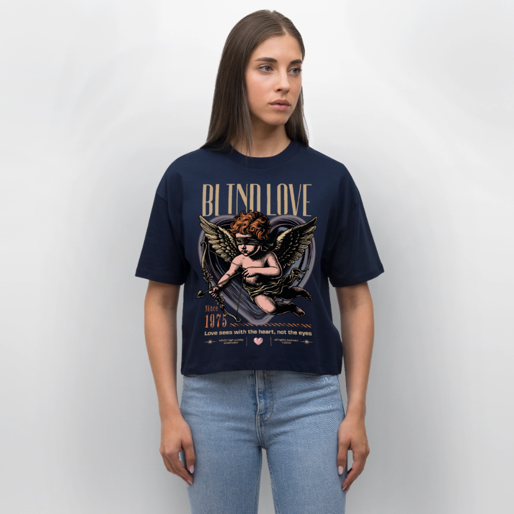 Blind Love Design – Frauen Boxy Bio-T-Shirt - Navy
