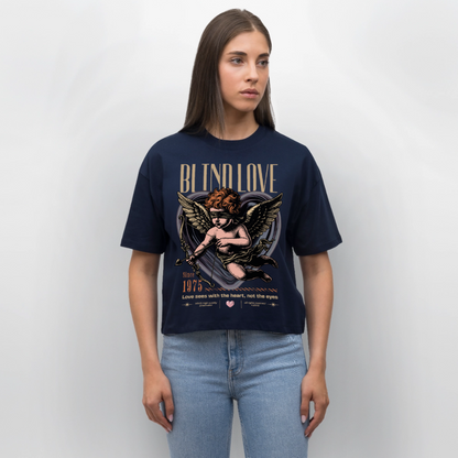 Blind Love Design – Frauen Boxy Bio-T-Shirt - Navy