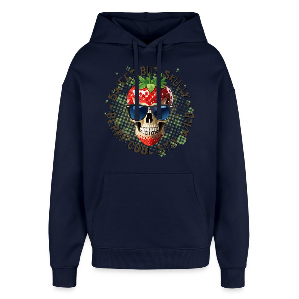 Strawberry Skull Design – Oversized Unisex Hoodie - Navy