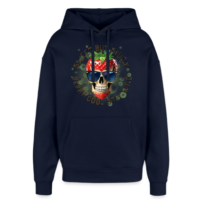 Strawberry Skull Design – Oversized Unisex Hoodie - Navy