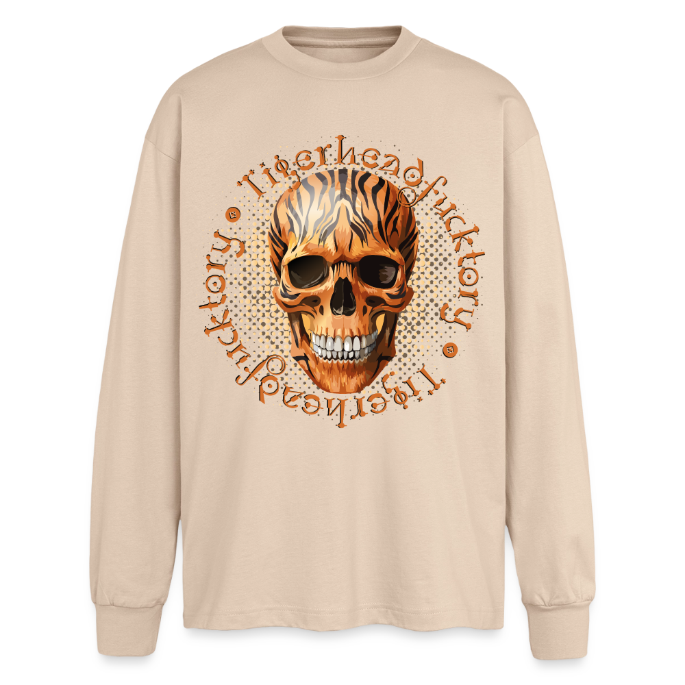 Tiger Skull Design – Oversized Langarmshirt - Sand