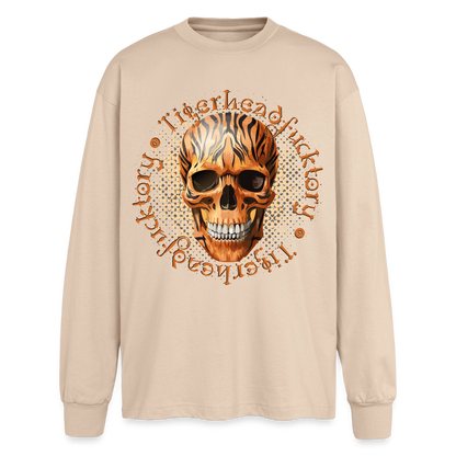 Tiger Skull Design – Oversized Langarmshirt - Sand