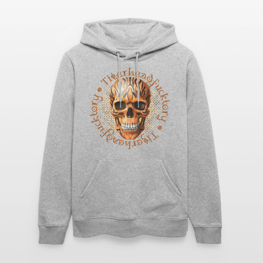Tiger skull Design – Unisex Bio-Hoodie - Grau meliert