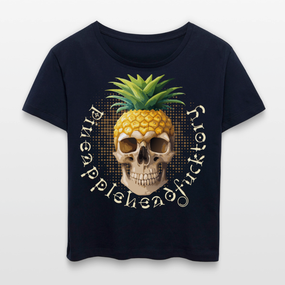 Pineapple Skull Design - Rundhals Frauen Bio-T-Shirt - Navy