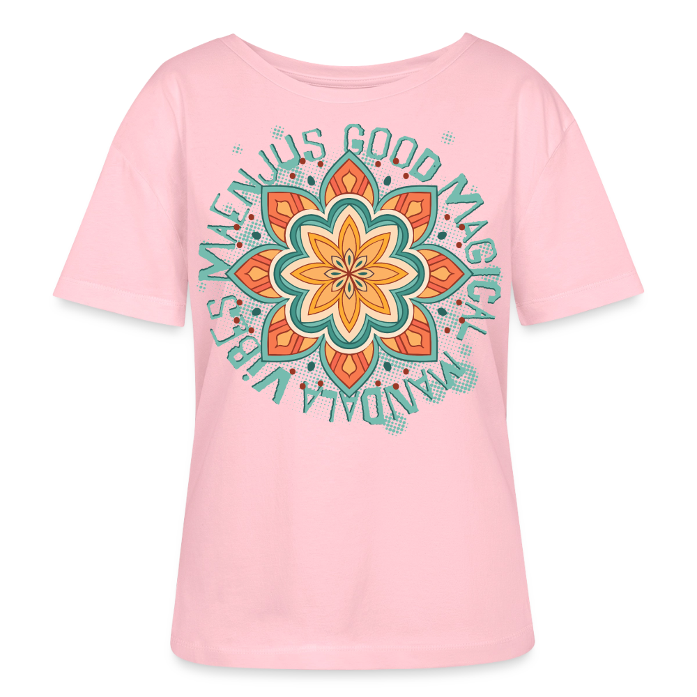 Mandala Türkis Design – Rundhals Frauen Bio-T-Shirt - Hellrosa