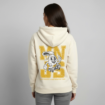 Skate Bunny Design – Oversized Unisex Hoodie - Natur