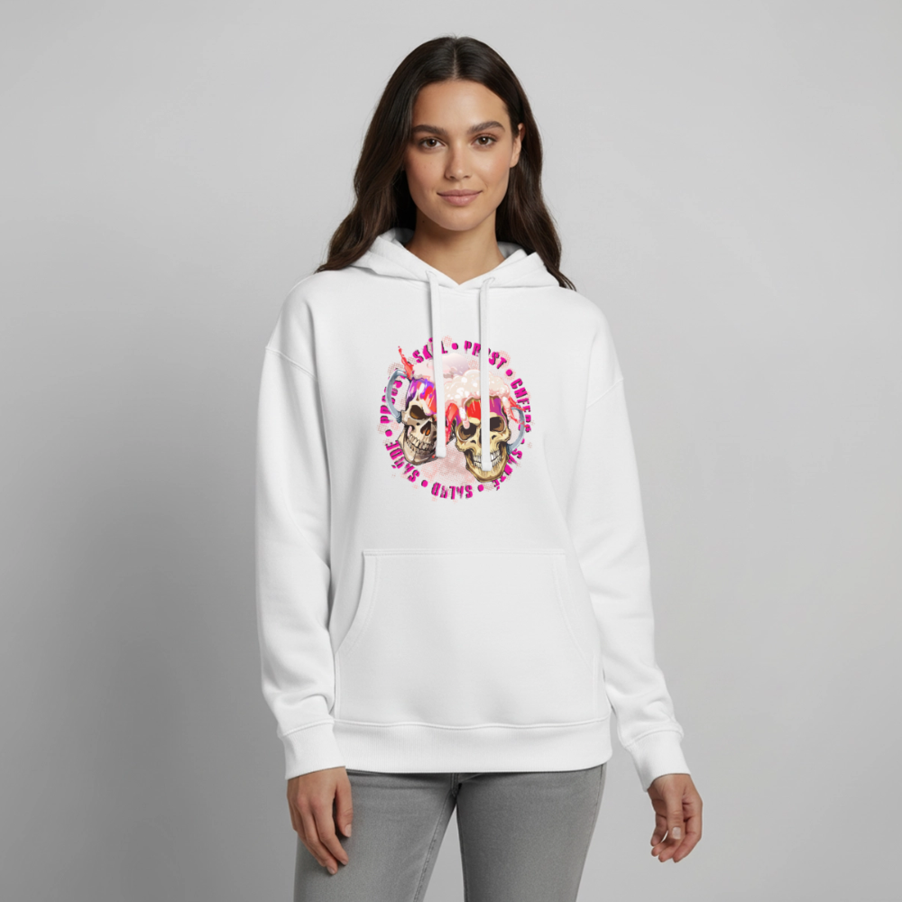 Party Skull Design Pink – Oversized Unisex Hoodie - Weiß
