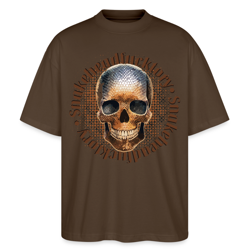 Snake Skull Design – Oversized Unisex Bio T-Shirt - Dunkelbraun