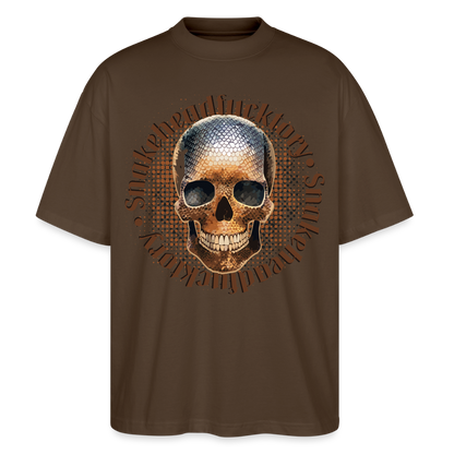 Snake Skull Design – Oversized Unisex Bio T-Shirt - Dunkelbraun