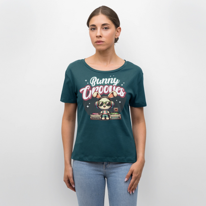 Bunny Grooves Design – Rundhals Frauen Bio-T-Shirt - Dunkles Petrol