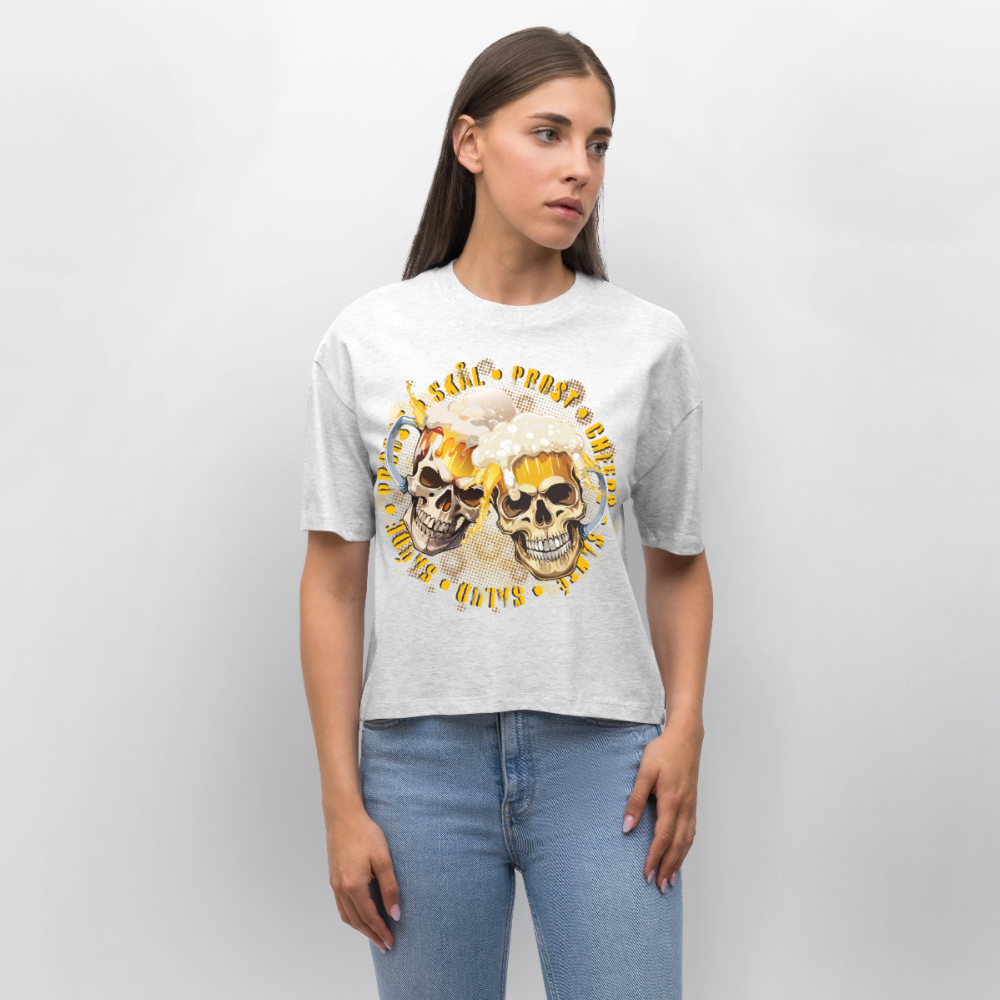 Party Skull Design – Frauen Boxy Bio-T-Shirt - Weiß meliert