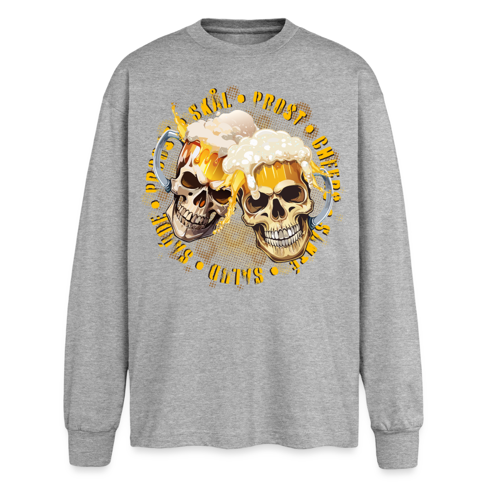 Party Skull Design – Oversized Langarmshirt - Grau meliert