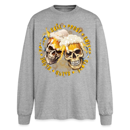 Party Skull Design – Oversized Langarmshirt - Grau meliert