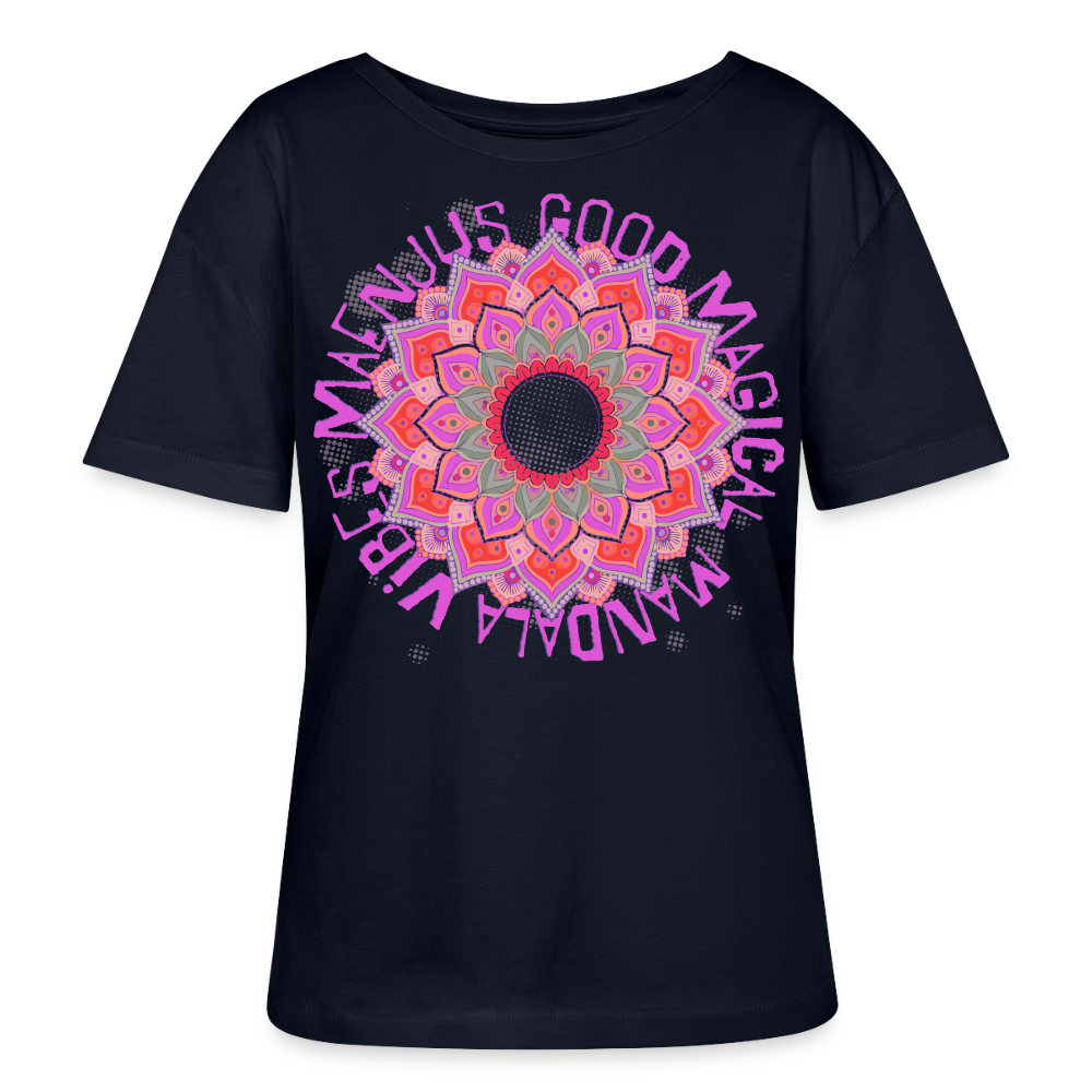 Mandala Pink Design – Rundhals Frauen Bio-T-Shirt - Navy