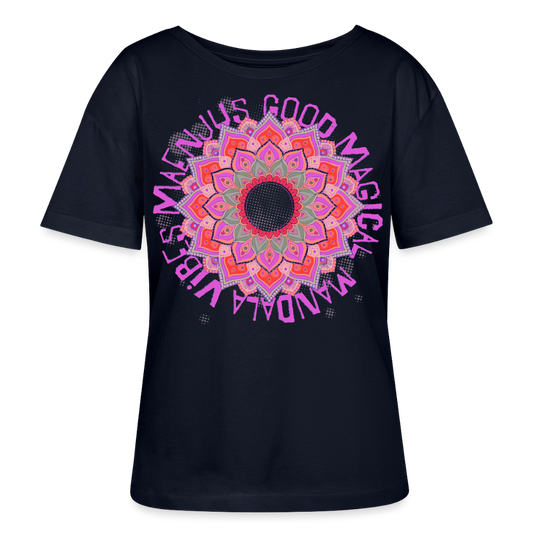 Mandala Pink Design – Rundhals Frauen Bio-T-Shirt - Navy