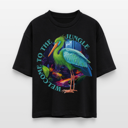 Jungle Design – Frauen Boxy Bio-T-Shirt - Schwarz