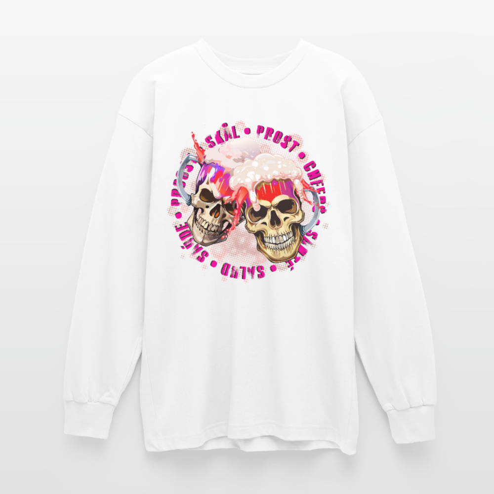 Party Skull Design Pink – Oversized Langarmshirt - Weiß