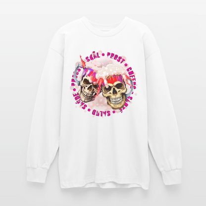 Party Skull Design Pink – Oversized Langarmshirt - Weiß