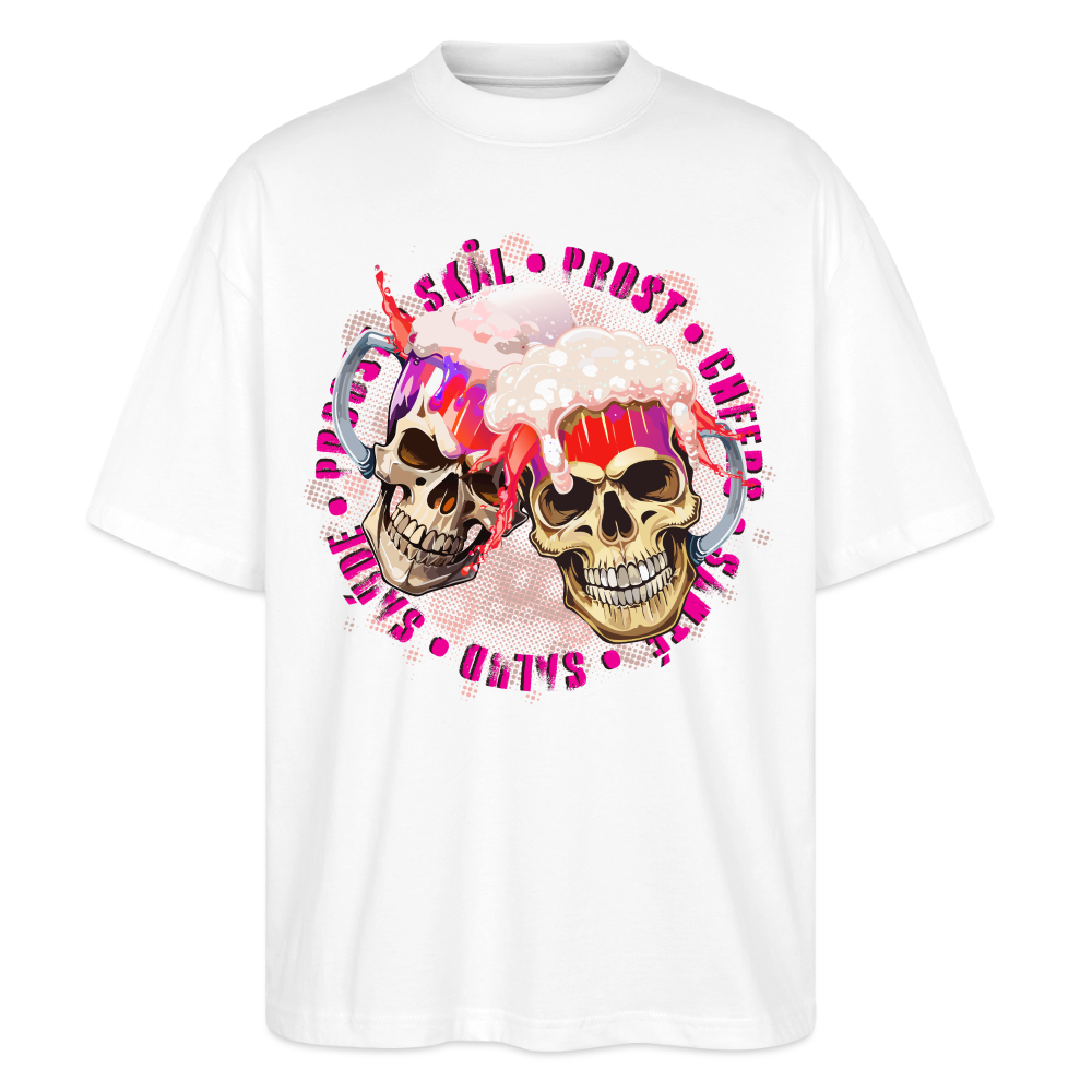 Party Skull Design Pink – Oversized Unisex Bio T-Shirt - Weiß