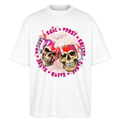 Party Skull Design Pink – Oversized Unisex Bio T-Shirt - Weiß