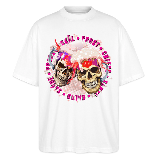 Party Skull Design Pink – Oversized Unisex Bio T-Shirt - Weiß