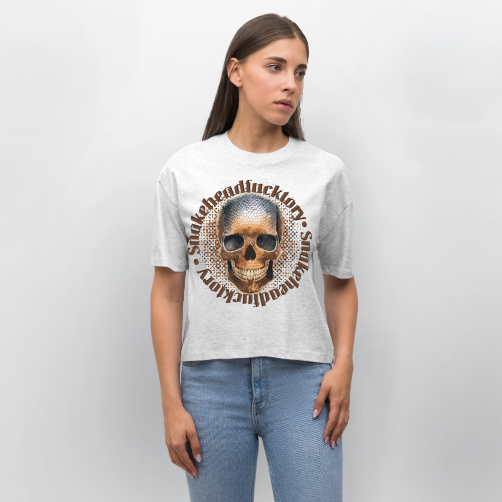 Snake Skull Design – Frauen Boxy Bio-T-Shirt - Weiß meliert