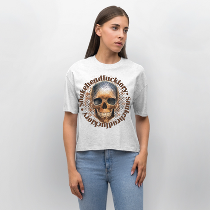 Snake Skull Design – Frauen Boxy Bio-T-Shirt - Weiß meliert