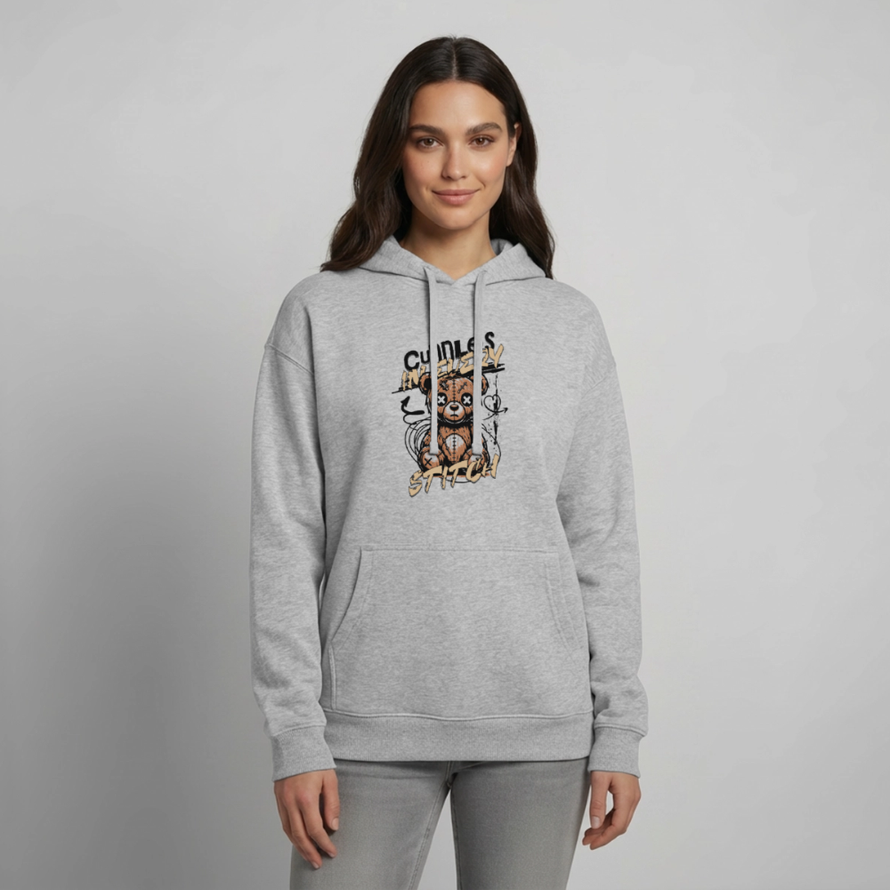 Bear Design – Oversized Unisex Hoodie - Grau meliert