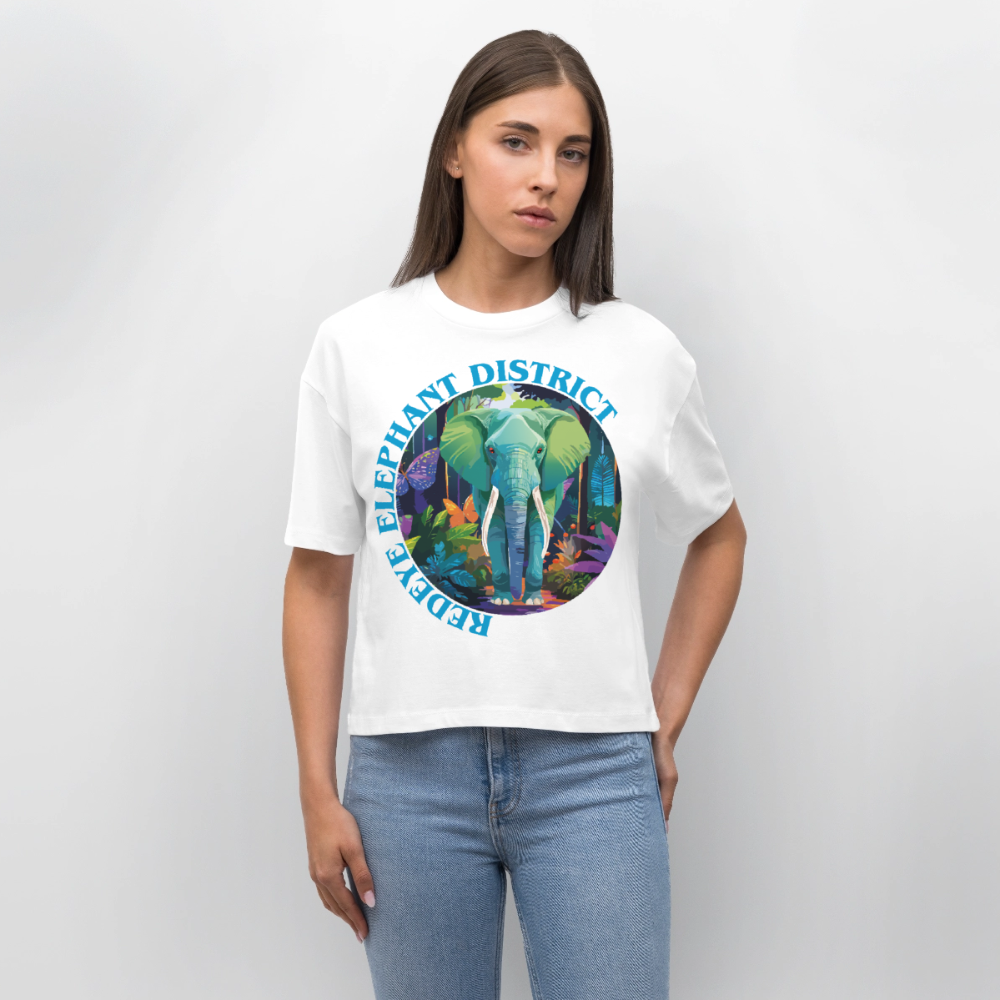 Elephant Design – Frauen Boxy Bio-T-Shirt - Weiß