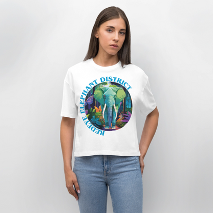 Elephant Design – Frauen Boxy Bio-T-Shirt - Weiß