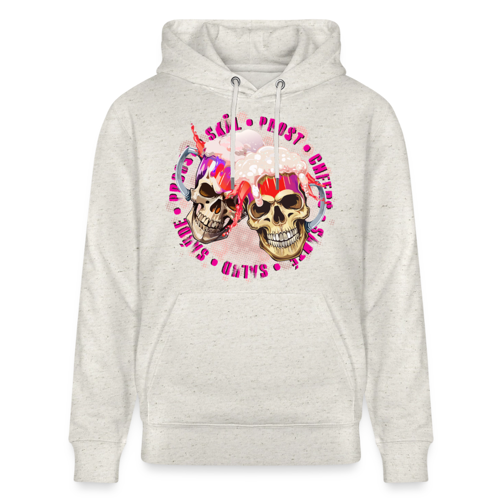 Party Skull Design Pink – Unisex Bio-Hoodie - Beige meliert