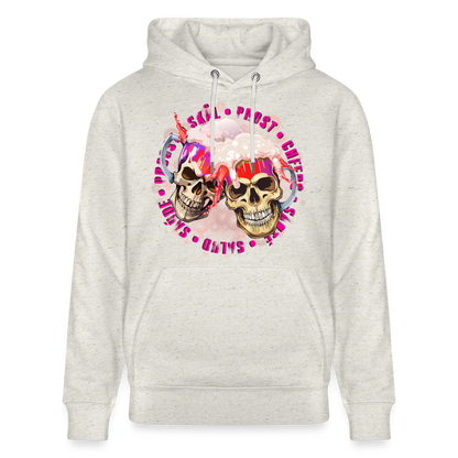 Party Skull Design Pink – Unisex Bio-Hoodie - Beige meliert