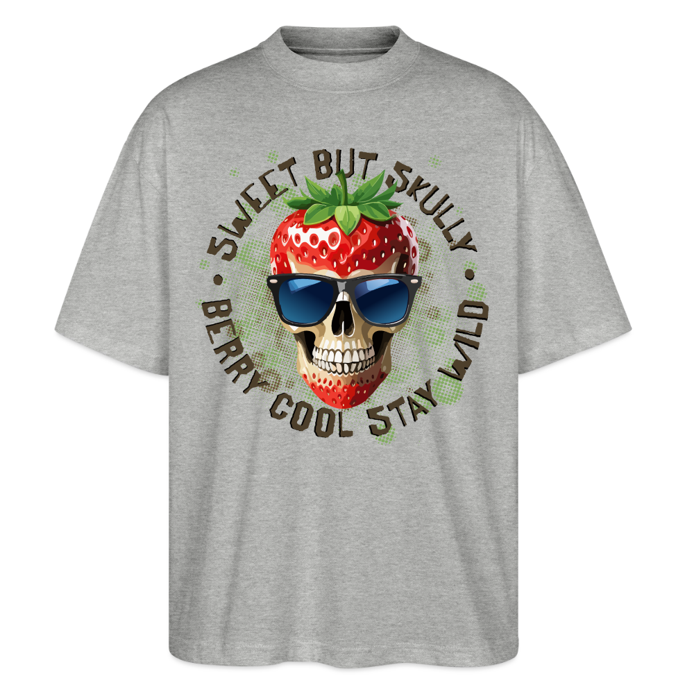 Strawberry Skull Design – Oversized Unisex Bio T-Shirt - Grau meliert