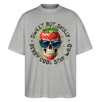 Strawberry Skull Design – Oversized Unisex Bio T-Shirt - Grau meliert